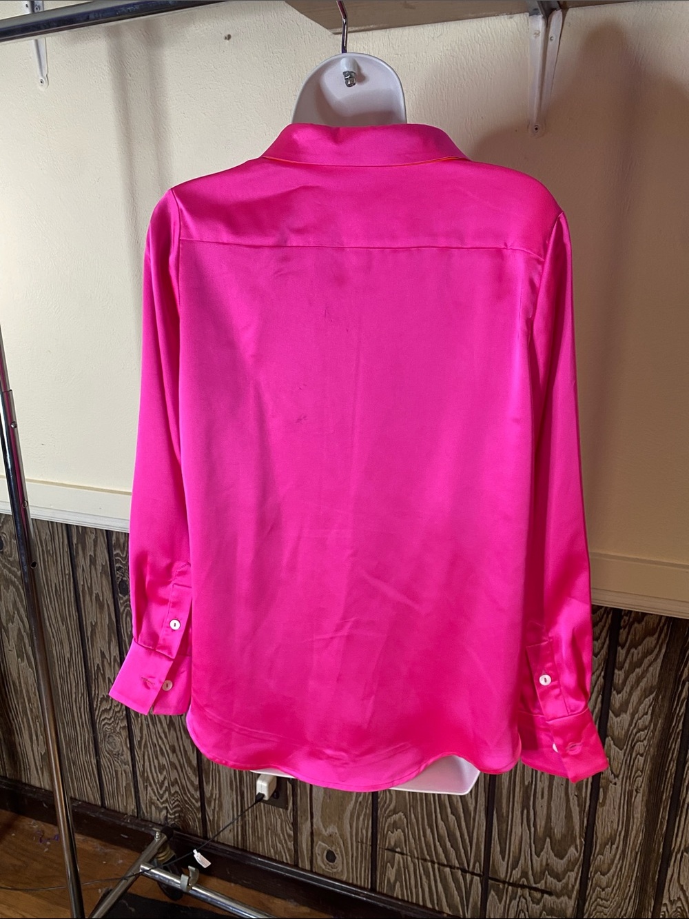 Gretchen Scott Designs Hot Pink Satin Button-Down Blouse - Picture 3 of 4